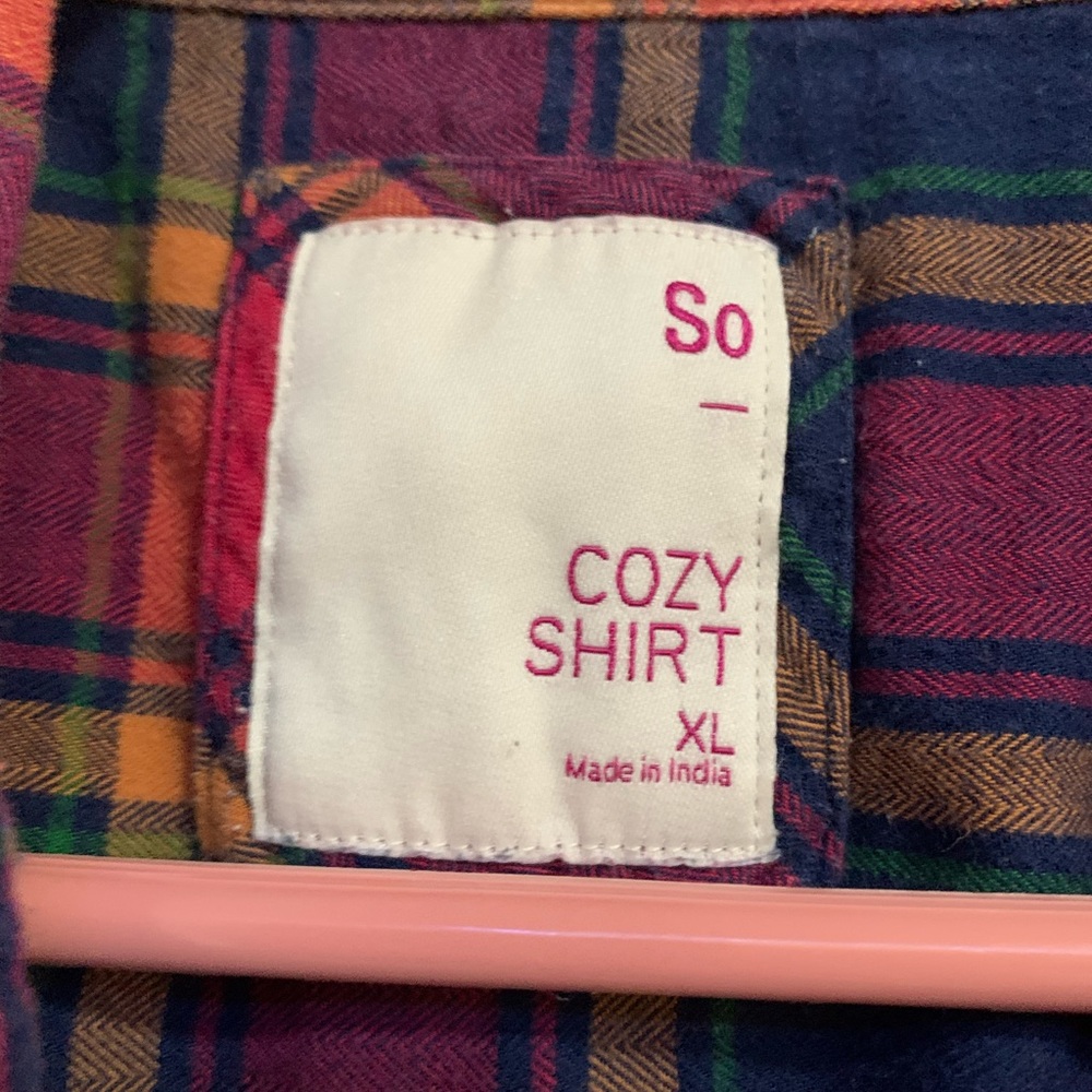 Pink blue and purple plaid shirt - Picture 3 of 3